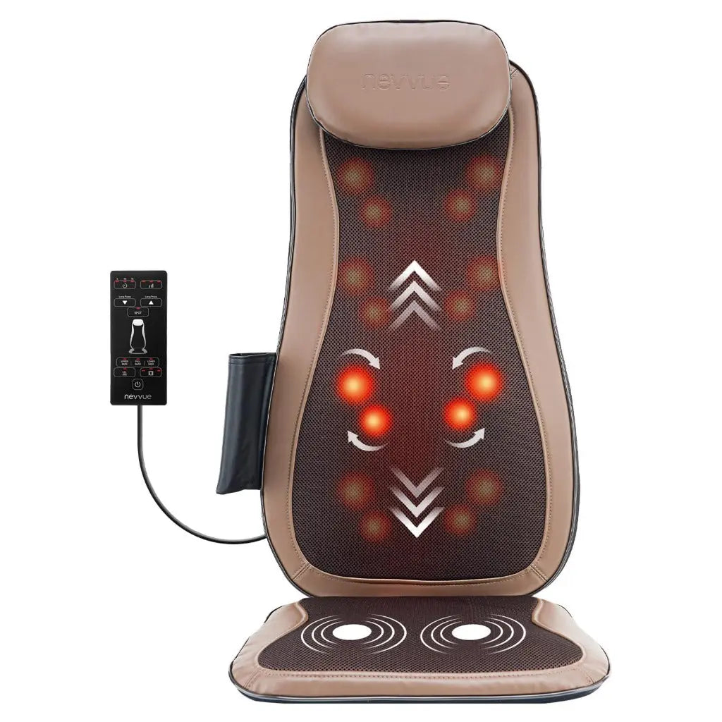 Nevvue Back Massager with Heat, Full Body Massage Mat with 3D Deep Kneading, Massage Chair with 3 Intensity Adjustable Vibration, Shiatsu Massagers for Back and Neck with Timer, Massage Cushion - Very Good Nevvue