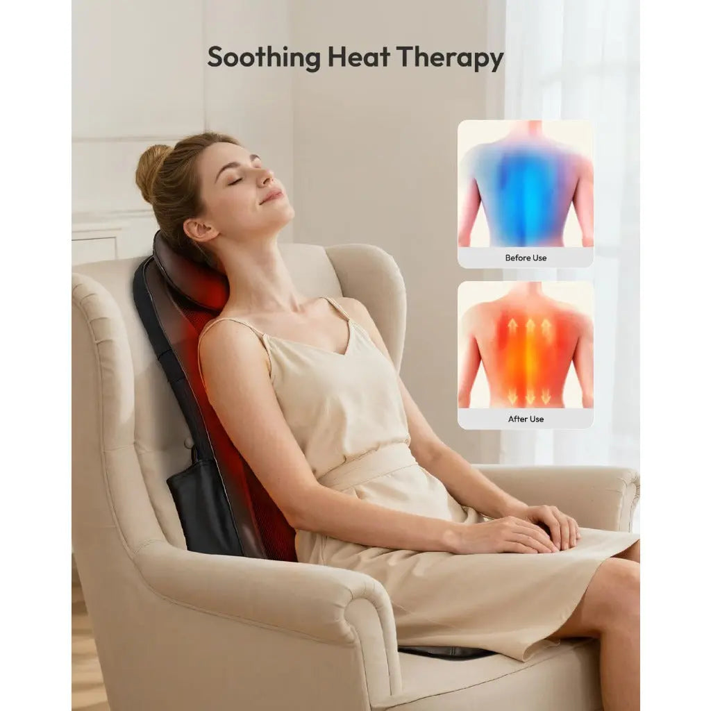 Nevvue Back Massager with Heat, Full Body Massage Mat with 3D Deep Kneading, Massage Chair with 3 Intensity Adjustable Vibration, Shiatsu Massagers for Back and Neck with Timer, Massage Cushion - Very Good Nevvue