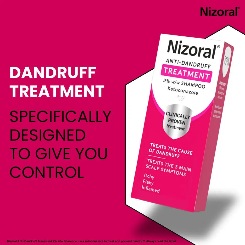 Nizoral Anti-Dandruff Treatment Shampoo, Treats and Prevents Dandruff, Clinically Proven to Control Itchy & Flaky Scalps, Contains Ketoconazole, 1 x 60ml - BBE 11/2028 Nizoral