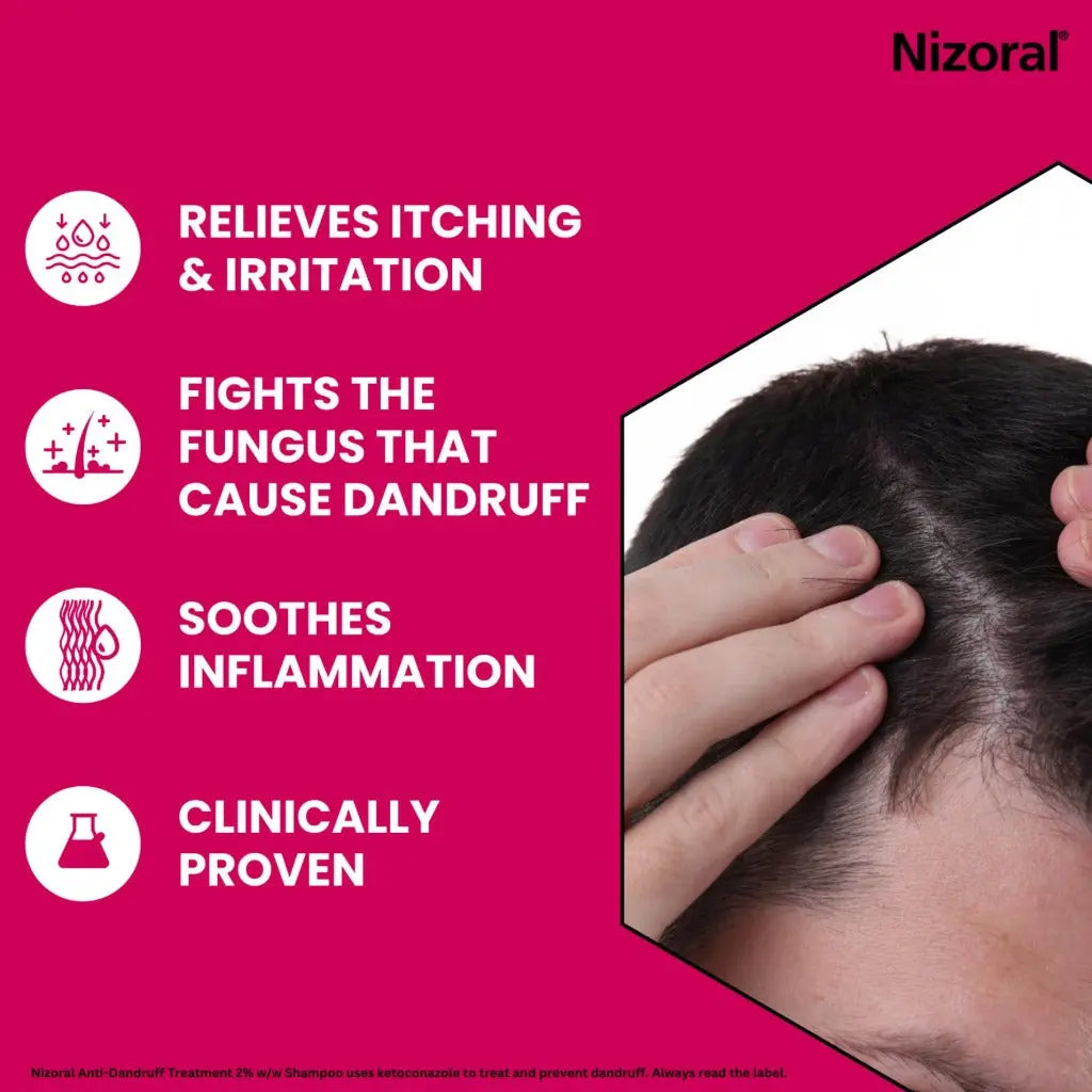 Nizoral Anti-Dandruff Treatment Shampoo, Treats and Prevents Dandruff, Clinically Proven to Control Itchy & Flaky Scalps, Contains Ketoconazole, 1 x 60ml - BBE 11/2028 Nizoral