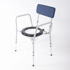 NRS Compact Dovedale Commode with Seat & Backrest, Medium, Modern & discreet, Height Adjustable to suit user - Blue and White - Damaged Box NRS