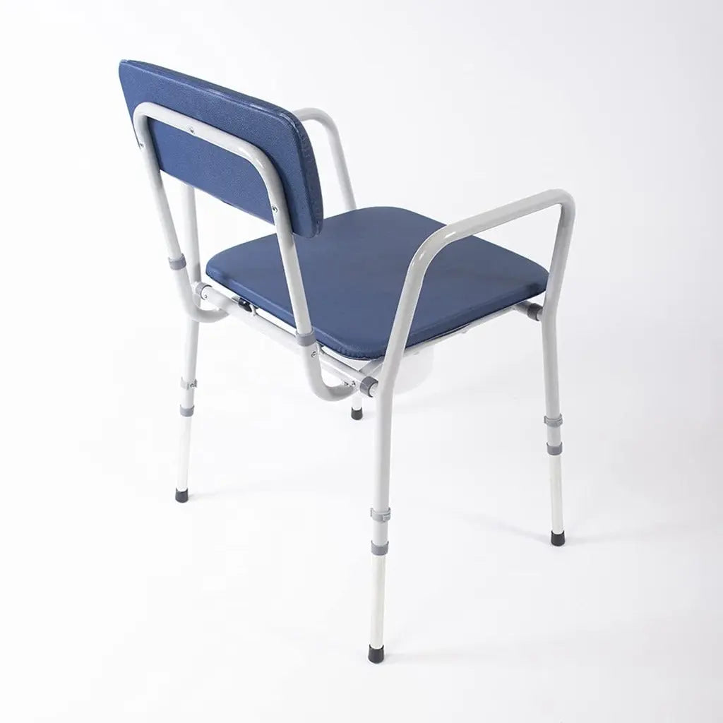 NRS Compact Dovedale Commode with Seat & Backrest, Medium, Modern & discreet, Height Adjustable to suit user - Blue and White - Damaged Box NRS