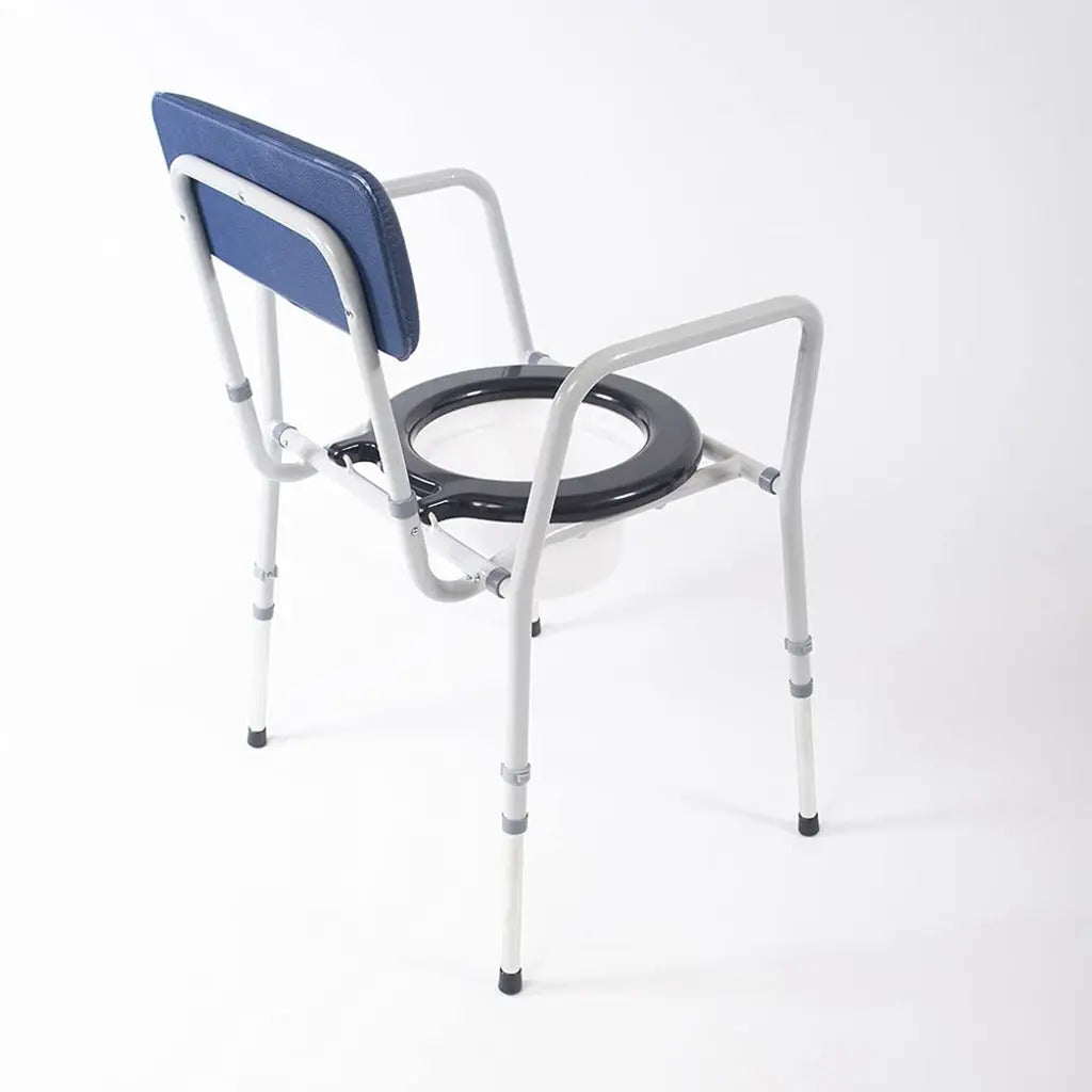 NRS Compact Dovedale Commode with Seat & Backrest, Medium, Modern & discreet, Height Adjustable to suit user - Blue and White - Damaged Box NRS