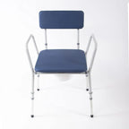 NRS Compact Dovedale Commode with Seat & Backrest, Medium, Modern & discreet, Height Adjustable to suit user - Blue and White - Damaged Box NRS