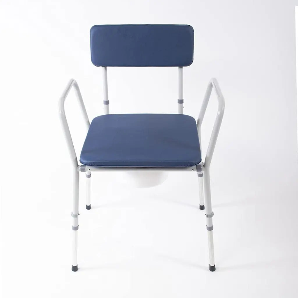 NRS Compact Dovedale Commode with Seat & Backrest, Medium, Modern & discreet, Height Adjustable to suit user - Blue and White - Damaged Box NRS
