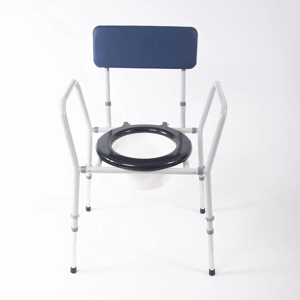 NRS Compact Dovedale Commode with Seat & Backrest, Medium, Modern & discreet, Height Adjustable to suit user - Blue and White - Damaged Box NRS