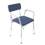 NRS Compact Dovedale Commode with Seat & Backrest, Medium, Modern & discreet, Height Adjustable to suit user - Blue and White - Damaged Box NRS