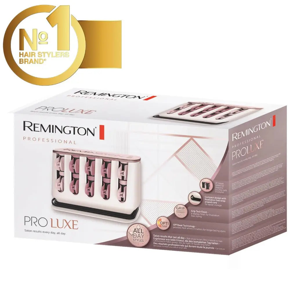 Remington PROluxe Heated Hair Rollers (OPTIheat Technology, 90 Second Heat Up, Sets Curls in 5 Minutes, 20 Velvet Flocked Rollers - 8 Medium 25mm and 12 Large 32mm) H9100 - Damaged Box Remington