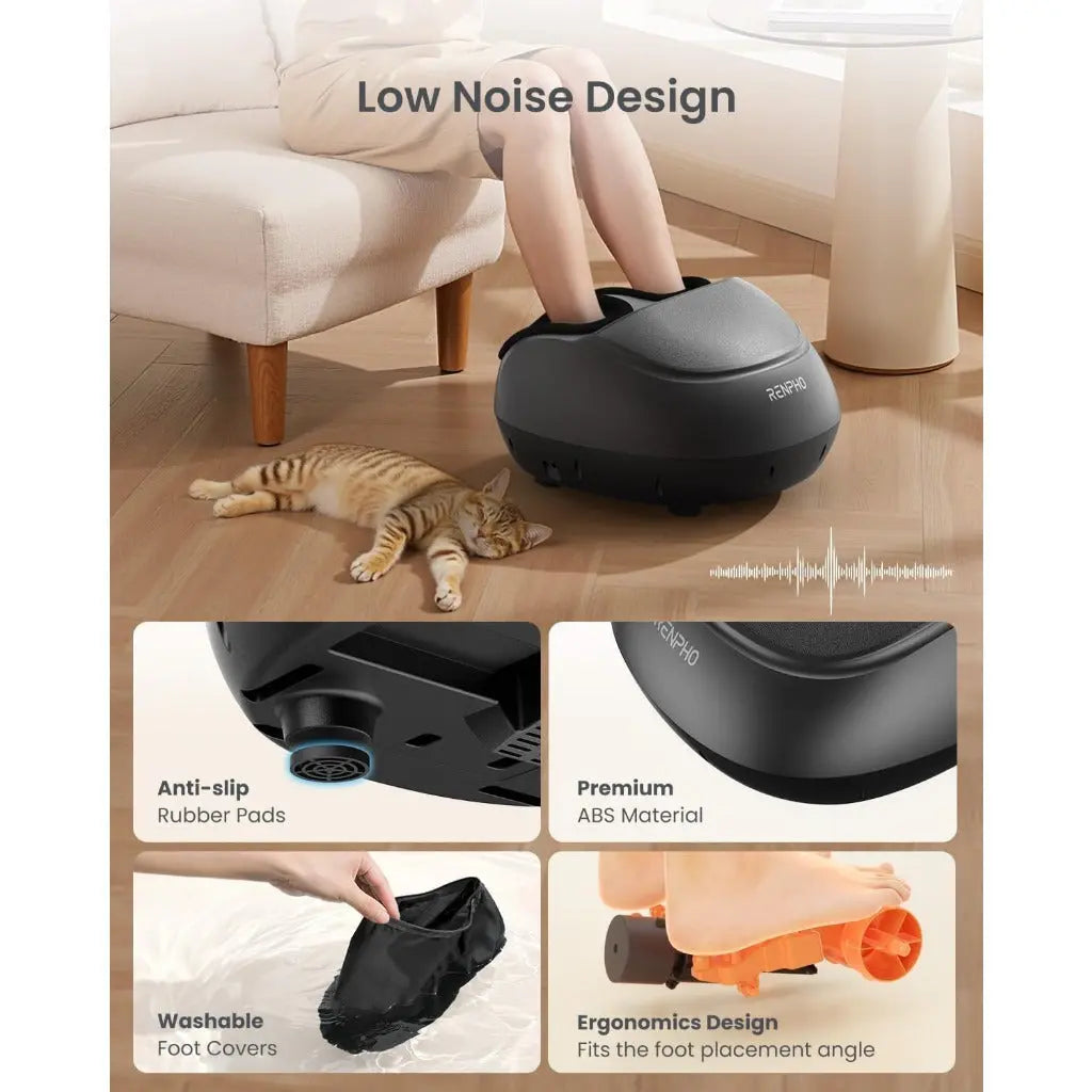 RENPHO Foot Massager with Heat, Shiatsu Massage Machine Deep Kneading, Electric Feet Massage, Air Compression, Gifts for Women and Men, Fits Up to Size 12, Black - Very Good RENPHO