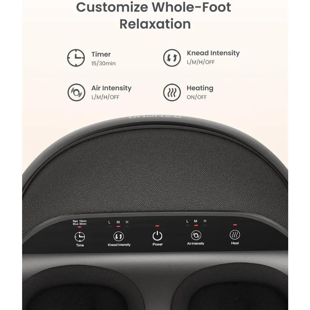 RENPHO Foot Massager with Heat, Shiatsu Massage Machine Deep Kneading, Electric Feet Massage, Air Compression, Gifts for Women and Men, Fits Up to Size 12, Black - Very Good RENPHO