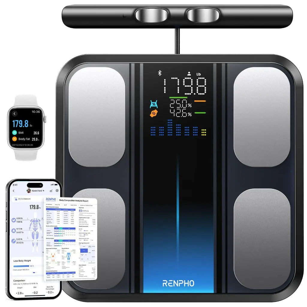 RENPHO Smart Scales for Body Weight and Fat, 8-Electrode Weighing Scales with 50+ Metrics Full Body Composition Analyzer, Larger Platform, High Accuracy Body Fat Scales, MorphoScan Base - Very Good RENPHO