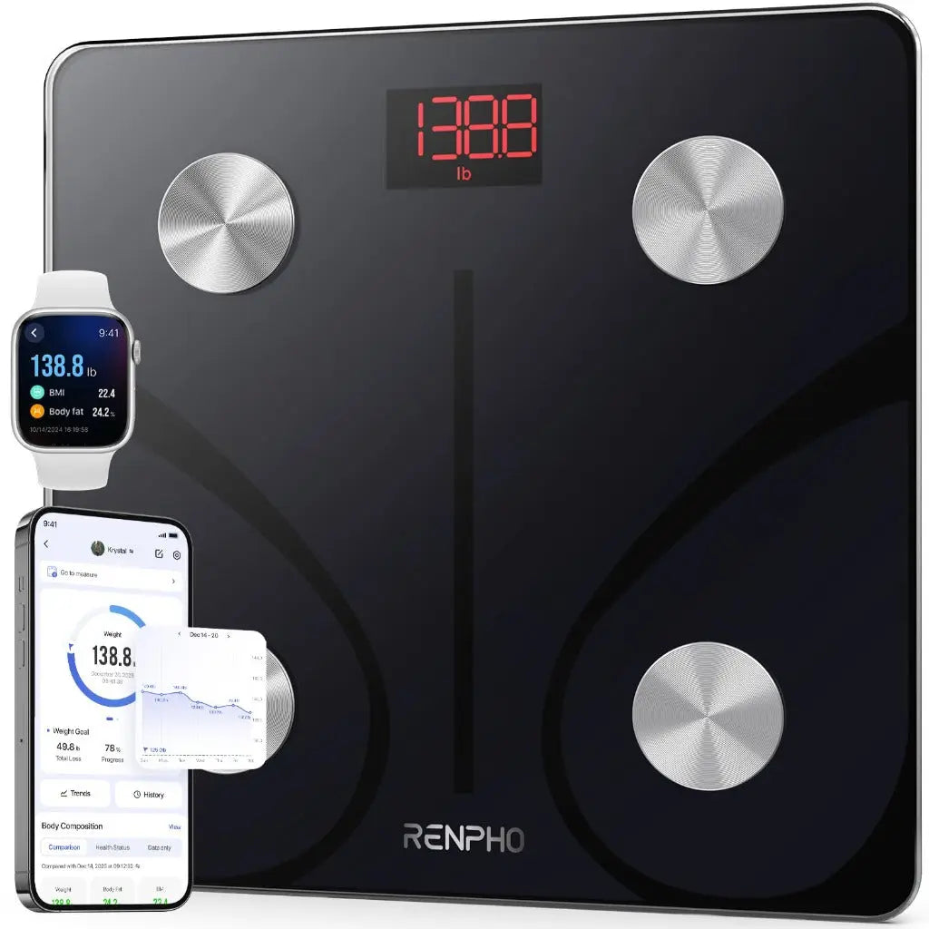 RENPHO Smart Scales for Body Weight and Fat, 8-Electrode Weighing Scales with 50+ Metrics Full Body Composition Analyzer, Larger Platform, High Accuracy Body Fat Scales, MorphoScan Base - Very Good RENPHO