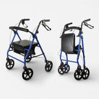 Aidapt Folding Rollator Walker with Padded Seat, Steel Frame, 8 Inch Puncture-Proof Wheels, Walking Aid with Brakes, Shopping Bag & Adjustable Handles for Seniors and Elderly - Damaged Box Aidapt