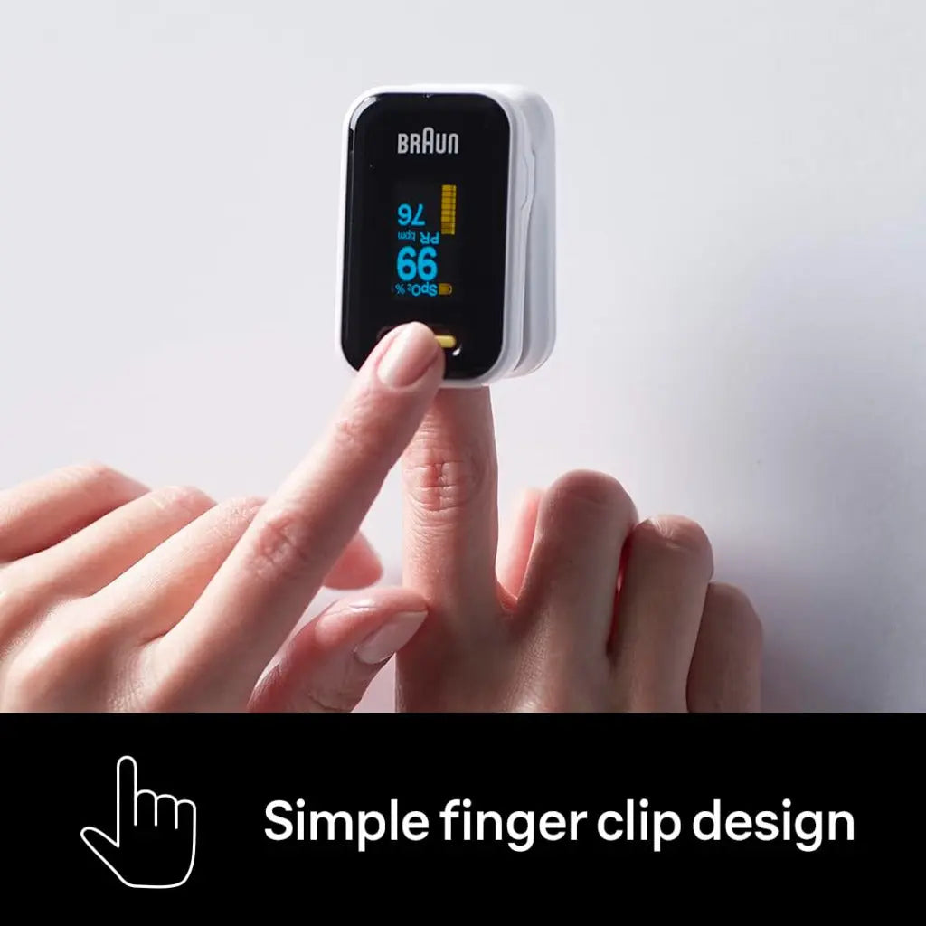 Braun Pulse Oximeter 1 - Accurate Blood Oxygen Finger Monitor - Easy-to-use at Home - For COPD, Pneumonia, Sleep Apnea Sufferers - Great for Athletes- YK-81CEU - Damaged Box Braun