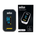 Braun Pulse Oximeter 1 - Accurate Blood Oxygen Finger Monitor - Easy-to-use at Home - For COPD, Pneumonia, Sleep Apnea Sufferers - Great for Athletes- YK-81CEU - Damaged Box Braun