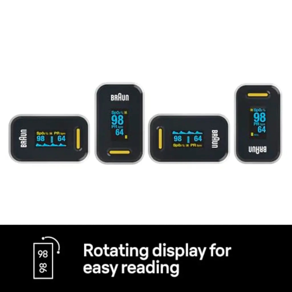 Braun Pulse Oximeter 1 - Accurate Blood Oxygen Finger Monitor - Easy-to-use at Home - For COPD, Pneumonia, Sleep Apnea Sufferers - Great for Athletes- YK-81CEU - Damaged Box Braun