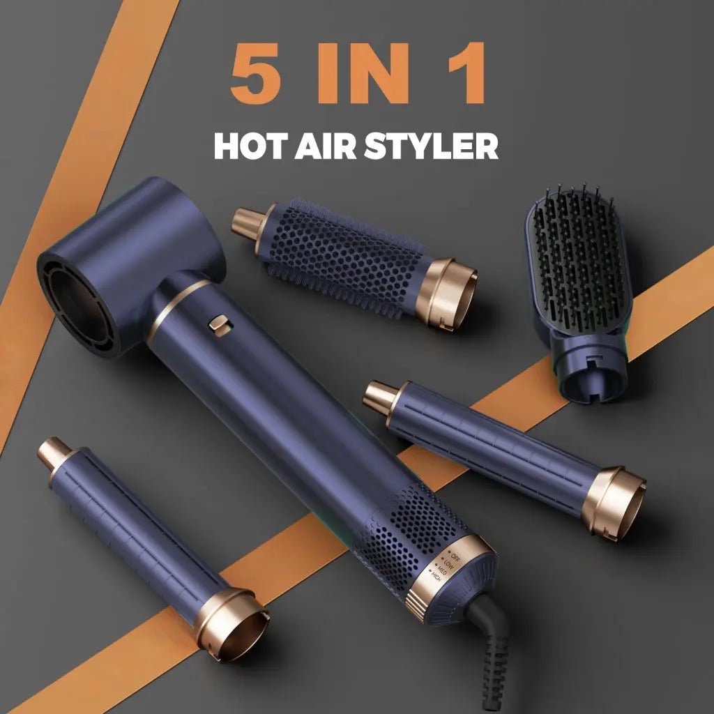 Hairstyer 5 in 1 Hair Styler Air Brush Airbrush 5 in 1 Air styer Airstyler Multi-Blow Dryer Brush Set with Curl, Straighten, Wavy, Smooth, Magic Styler for All Hair Types and Lengths - Damaged Box AiroGlow