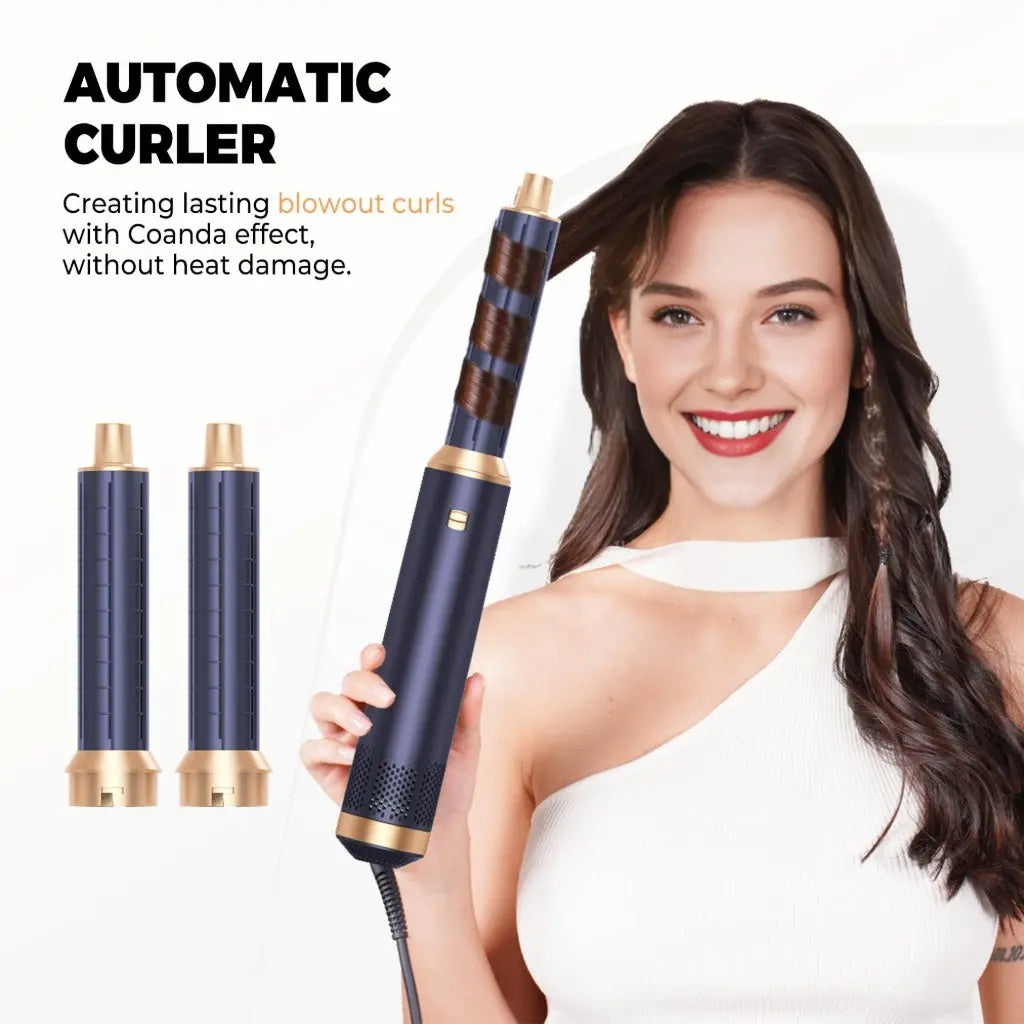Hairstyer 5 in 1 Hair Styler Air Brush Airbrush 5 in 1 Air styer Airstyler Multi-Blow Dryer Brush Set with Curl, Straighten, Wavy, Smooth, Magic Styler for All Hair Types and Lengths - Damaged Box AiroGlow