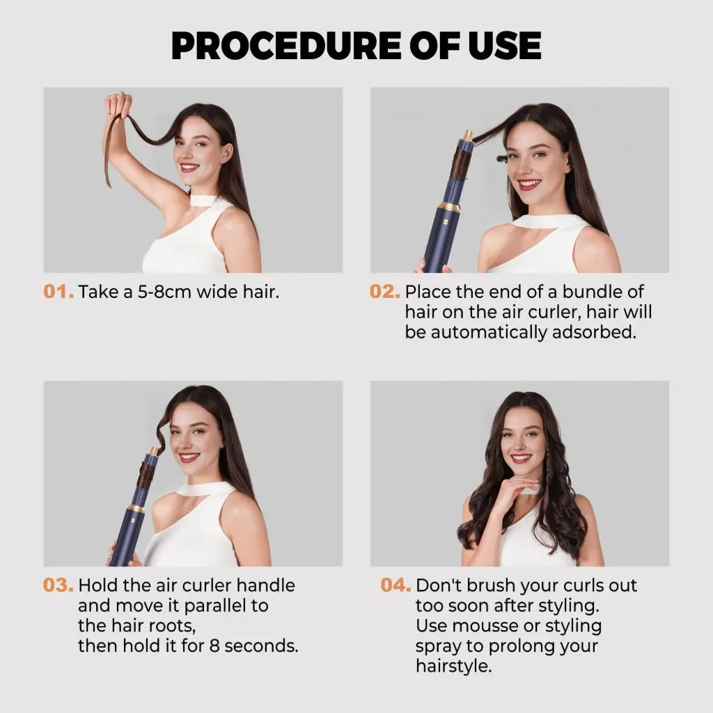 Hairstyer 5 in 1 Hair Styler Air Brush Airbrush 5 in 1 Air styer Airstyler Multi-Blow Dryer Brush Set with Curl, Straighten, Wavy, Smooth, Magic Styler for All Hair Types and Lengths - Damaged Box AiroGlow