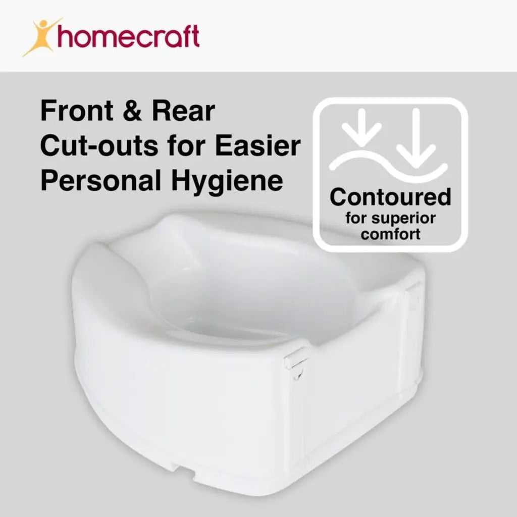 Homecraft Savanah Raised Toilet Seat without Lid, Elongated & Elevated Lock Seat Support for Elderly, Handicapped and Disabled Users, White Colour, 150 mm (6'') - Damaged Box Homecraft