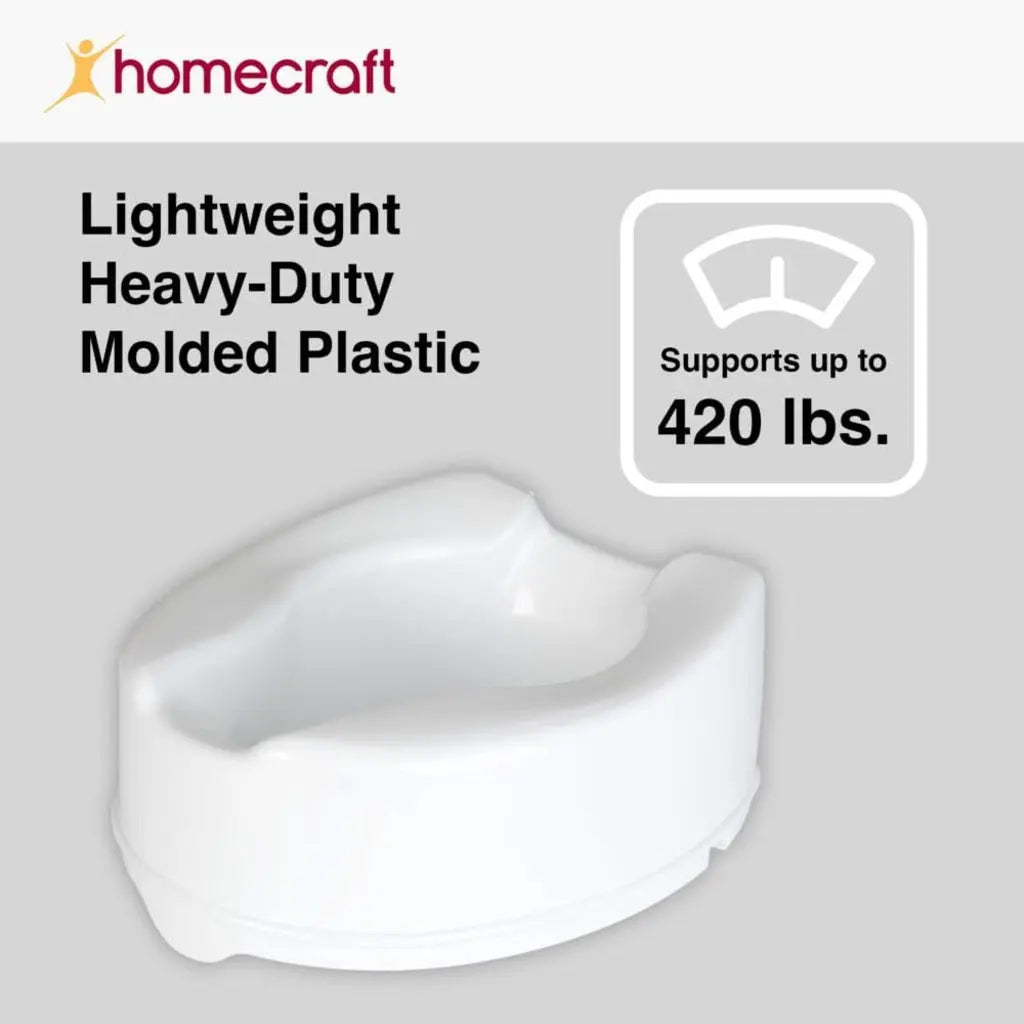 Homecraft Savanah Raised Toilet Seat without Lid, Elongated & Elevated Lock Seat Support for Elderly, Handicapped and Disabled Users, White Colour, 150 mm (6'') - Damaged Box Homecraft