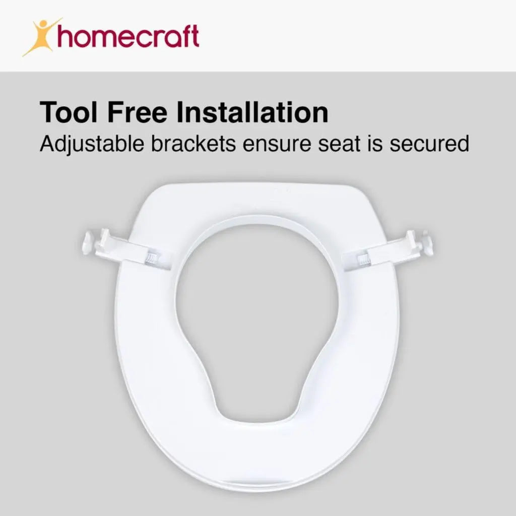 Homecraft Savanah Raised Toilet Seat without Lid, Elongated & Elevated Lock Seat Support for Elderly, Handicapped and Disabled Users, White Colour, 150 mm (6'') - Damaged Box Homecraft