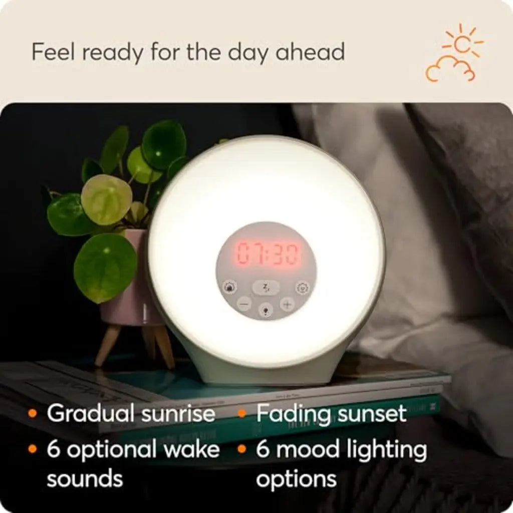 Lumie Sunrise Alarm - Sunrise Wake-up Alarm, Sunset Sleep Feature, Sounds and Mood Lighting, White - Very Good Lumie