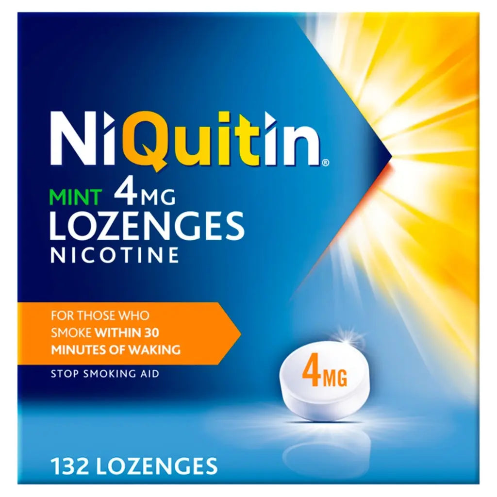 NiQuitin 4mg Nicotine Lozenges - Mint Flavour (132) - Fast, Effective Craving Relief - Stop Smoking Aids for Taking at Home Or On The Go - for Help Quitting Or Reducing Smoking - BBE 06/2026 NiQuitin