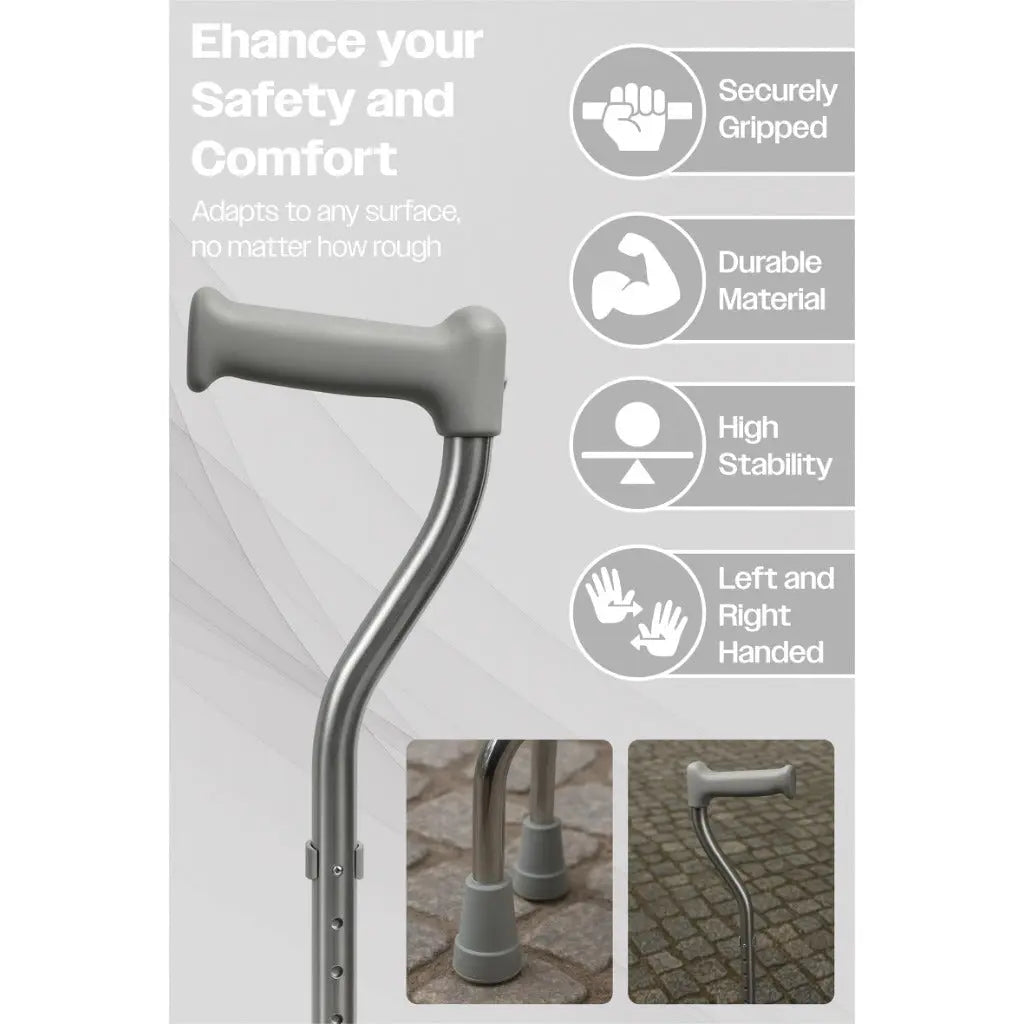 Aidapt Small-Base Quad Cane/Tetrapod - Height-Adjustable Walking Stick with Non-Slip Rubber Ferrules, 10 Height Settings for Extra Stability, 715-965 mm Range - Damaged Box Aidapt
