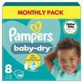 Pampers Baby-Dry Size 8, 120 Nappies, 17kg+, Monthly Pack, Up to a 100% Leak-Free & Comfortable Night- - Damaged Box Pampers