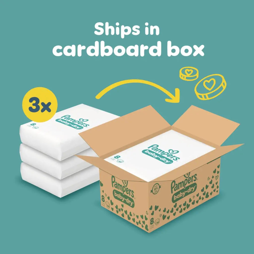 Pampers Baby-Dry Size 8, 120 Nappies, 17kg+, Monthly Pack, Up to a 100% Leak-Free & Comfortable Night- - Damaged Box Pampers