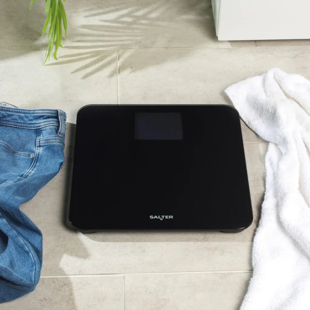 Salter 9049 BK3R Max Digital Bathroom Scale - Weighing Scales For Body Weight, Supersize LCD Display, 250kg / 39st 6 lb, Includes Carpet Feet & Battery, Step On Instant Weight Readings, Compact Design - Very Good Salter