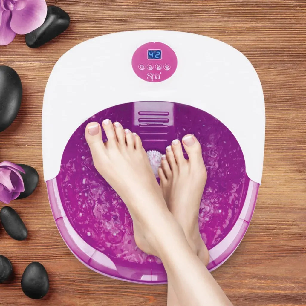 Sensio Spa Luxury Heated Foot Spa Massager - Digital Temperature Control, Bubble Foot Bath 4 Massage Rollers & Vibration - Pamper Feet At Home 9 Piece Pedicure Set, Pumice Stone, Brush, Rotating Balls - Very Good Sensio Spa
