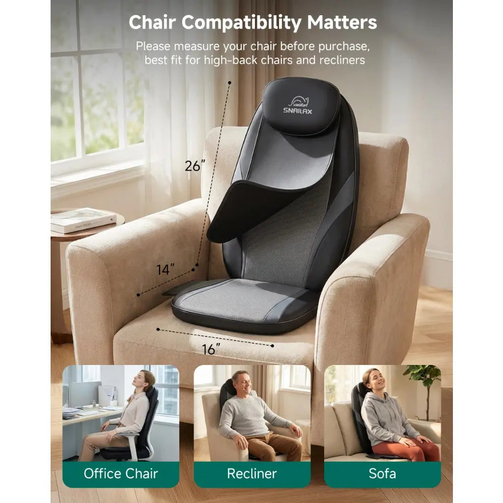 Snailax Back Massager with Heat - Massage Chair Pad Deep Kneading Full Back Massager Massage seat Cushion for Home Office use - Damaged Box Snailax