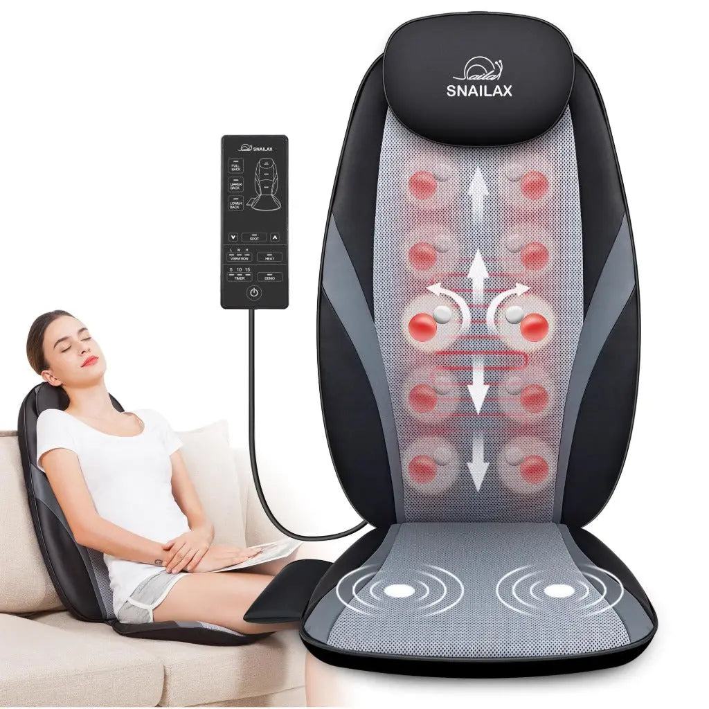 Snailax Back Massager with Heat - Massage Chair Pad Deep Kneading Full Back Massager Massage seat Cushion for Home Office use - Damaged Box Snailax