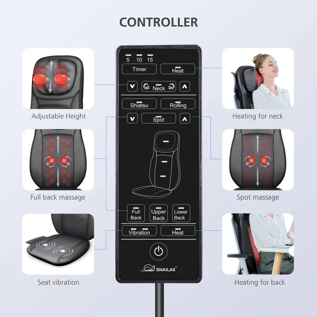 Snailax Back Massager with Heat, Deep Tissue Kneading Full Body Massage Chair, Upgraded Electric Massager for Back and Neck, Office, Home Use, Gifts for Man, Wemen - Damaged Box Snailax