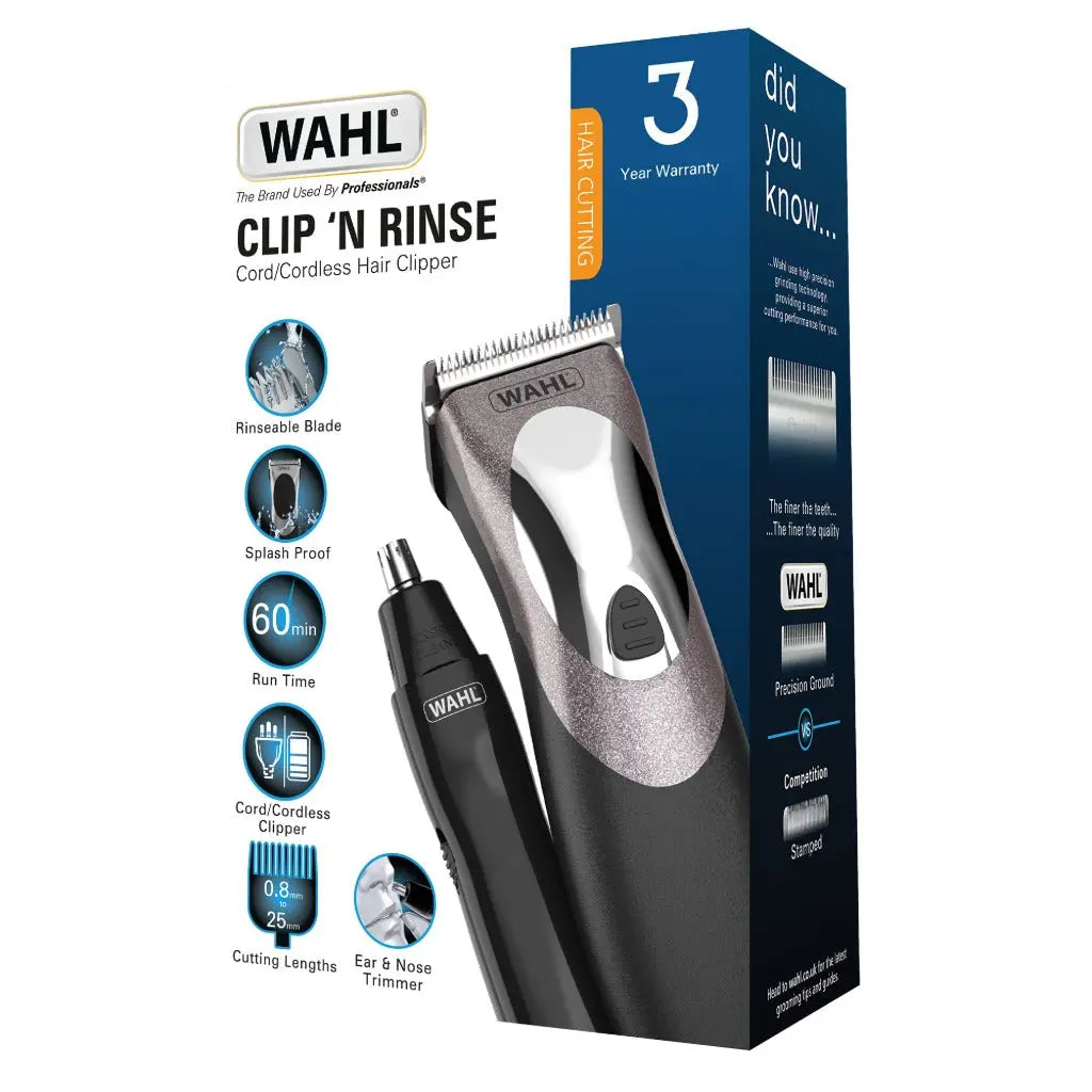 Wahl Clip N Rinse Hair Clipper for Men, Gifts for Him, Head Shaver, Men's Hair Clippers, Nose Trimmers for Men, Cordless Clippers, Washable Head, DIY Haircuts, Easy Home Haircutting - Very Good Wahl