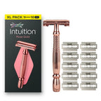 Wilkinson Sword Intuition Rose Gold Safety Razor for Women, Premium Metal Handle, 1 Women's Razor Handle and 10 Blade Refills Wilkinson Sword