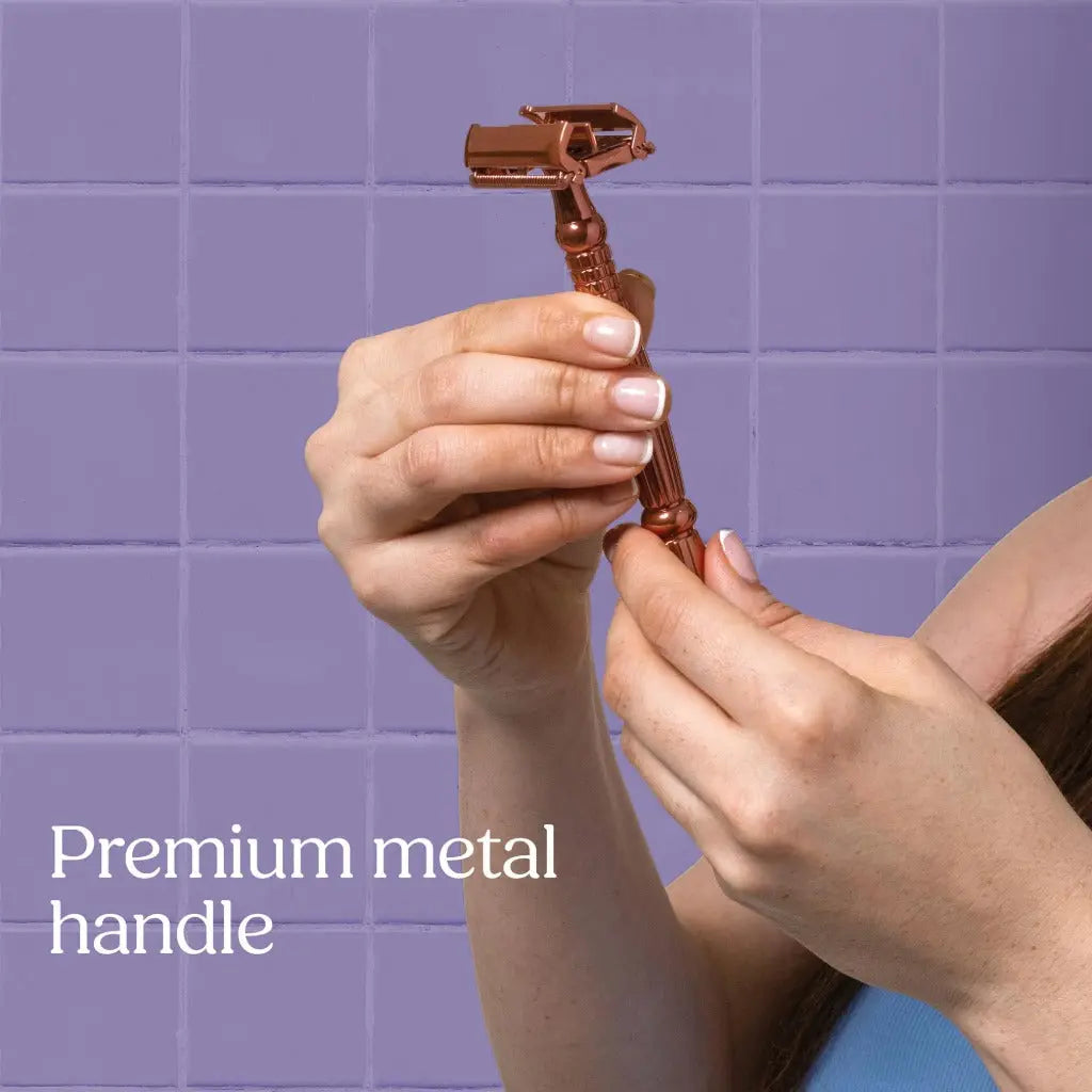Wilkinson Sword Intuition Rose Gold Safety Razor for Women, Premium Metal Handle, 1 Women's Razor Handle and 10 Blade Refills Wilkinson Sword