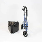 NRS Healthcare 3 Wheel Steel Rollator Wheeled Walking Aid with Bag & Lockable Brakes, Folding & Height Adjustable - Blue - Very Good NRS Healthcare
