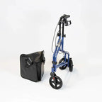 NRS Healthcare 3 Wheel Steel Rollator Wheeled Walking Aid with Bag & Lockable Brakes, Folding & Height Adjustable - Blue - Very Good NRS Healthcare