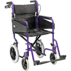 Days Lightweight Wheelchair for Adults - Lightweight Folding Wheelchair w/ Adjustable Footrests & Padded Seat, Attendant-Propelled Wheel Chair for Daily Living - Wide 51 cm Seat Width, Purple - Very Good Days