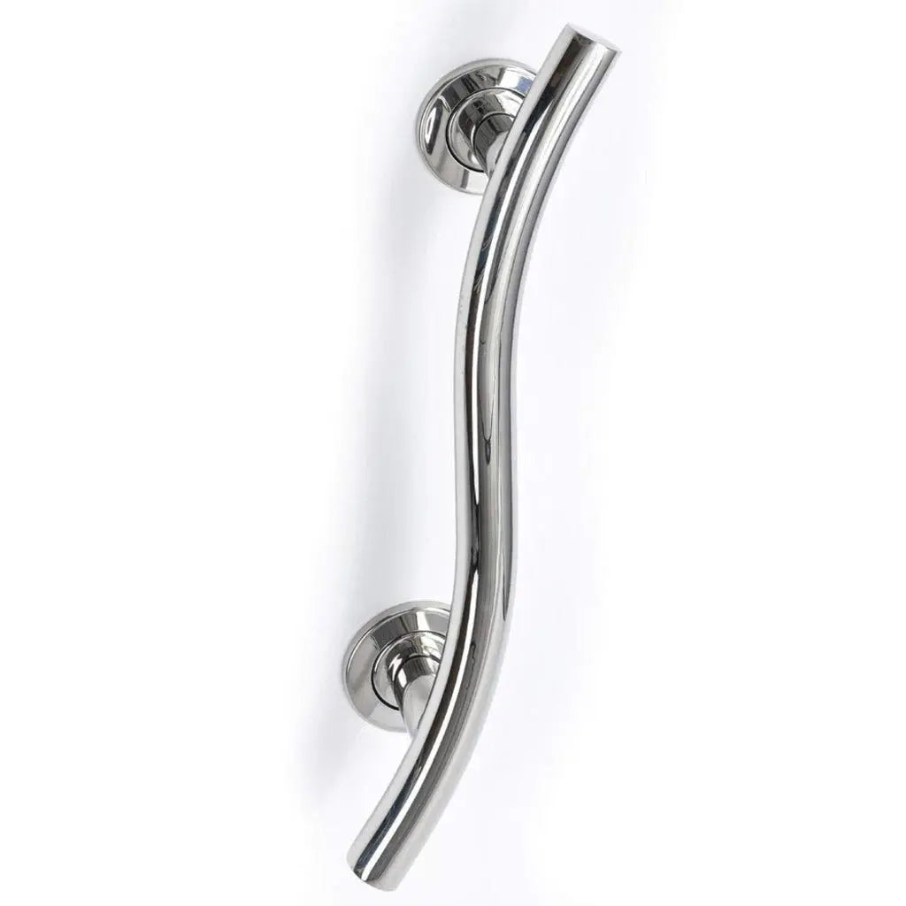 Homecraft Grab Rails with Polished Stainless Steel, Safety Support Grab Bar for Bathroom and Around the Home, Mobility Aid for Elderly, Disabled, and Handicapped, Curved, 450 mm Homecraft