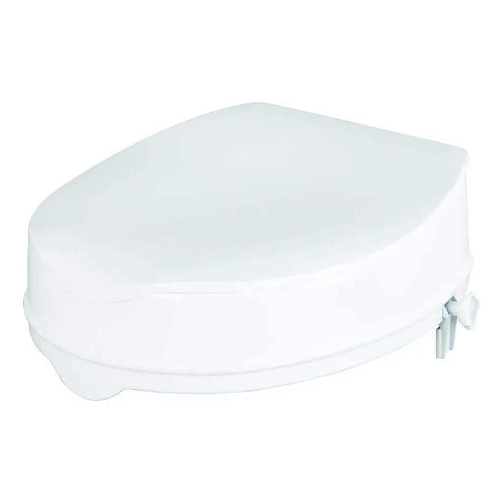 Homecraft Savanah Raised Toilet Seat 4" with Lid, Elongated & Elevated Lock Seat Support for Elderly, Handicapped and Disabled Users, White Colour - Damaged Box Homecraft