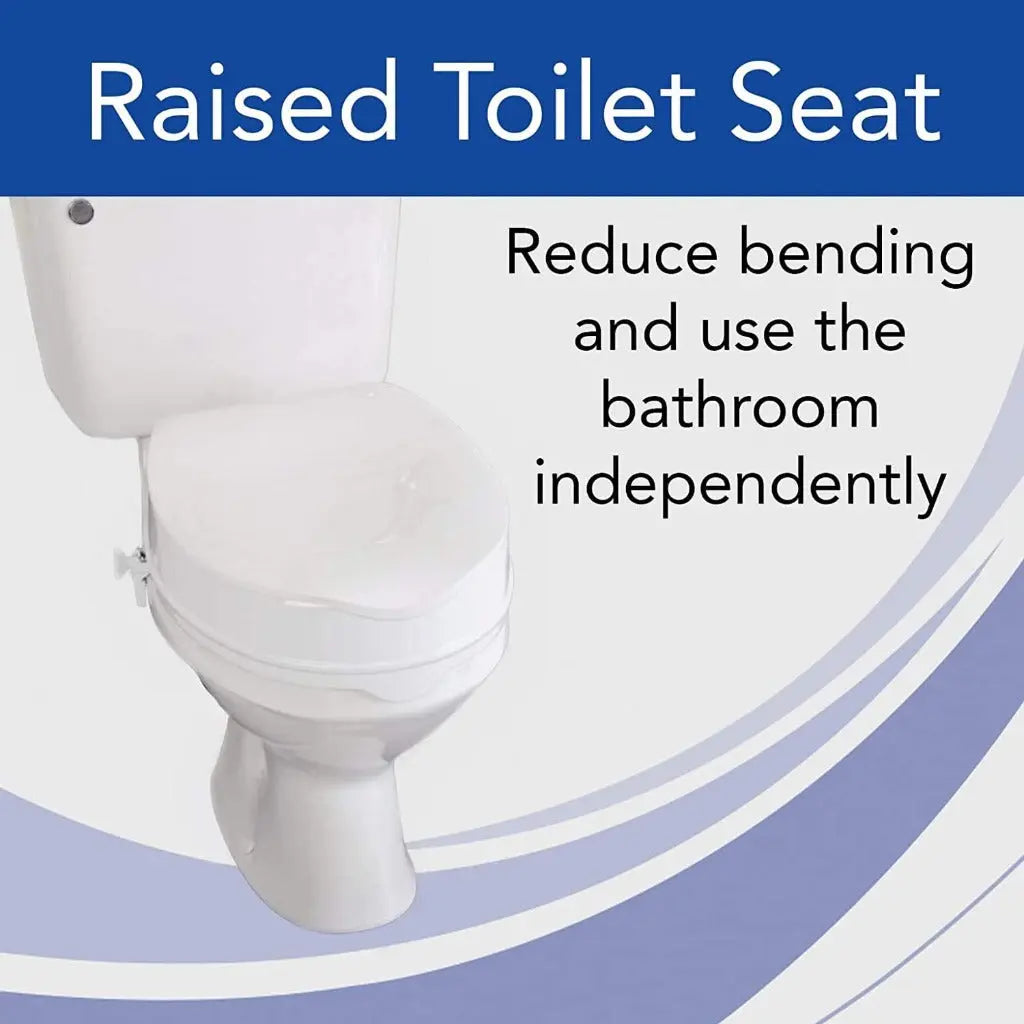 Homecraft Savanah Raised Toilet Seat 4" with Lid, Elongated & Elevated Lock Seat Support for Elderly, Handicapped and Disabled Users, White Colour - Damaged Box Homecraft