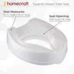 Homecraft Savanah Raised Toilet Seat 4" with Lid, Elongated & Elevated Lock Seat Support for Elderly, Handicapped and Disabled Users, White Colour - Damaged Box Homecraft