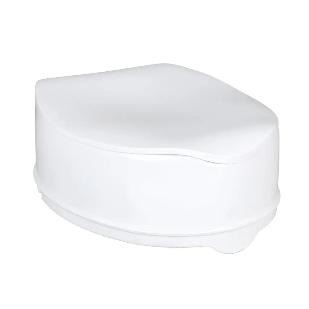 Homecraft Savanah Raised Toilet Seat 4" with Lid, Elongated & Elevated Lock Seat Support for Elderly, Handicapped and Disabled Users, White Colour - Damaged Box Homecraft
