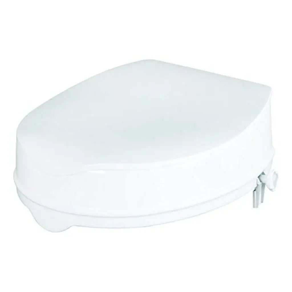 Homecraft Savanah Raised Toilet Seat 4" with Lid, Elongated & Elevated Lock Seat Support for Elderly, Handicapped and Disabled Users, White Colour - Damaged Box Homecraft