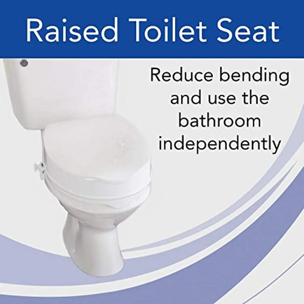 Homecraft Savanah Raised Toilet Seat 4" with Lid, Elongated & Elevated Lock Seat Support for Elderly, Handicapped and Disabled Users, White Colour - Damaged Box Homecraft