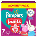 Pampers Premium Protection Nappy Pants Size 7, 123 Nappies, 15kg+, Monthly Pack + Pampers Harmonie Aqua Baby Wipes 1 pack of 10 Wipes- - Damaged Box Pampers